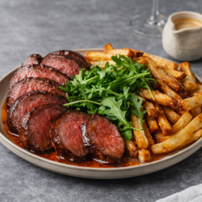 Steak cu cartofi crocanți și sos béarnaise