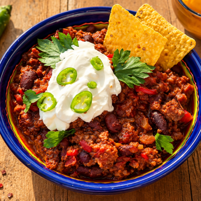 Chili con carne cu fasole roșie